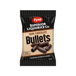 Fyna Dark Chocolate Licorice Bullets 250g