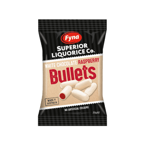 Fyna White Choclate Raspberry Bullets 230g