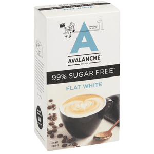 Avalanche 99% Sugar Free Flat White 10pk 140g