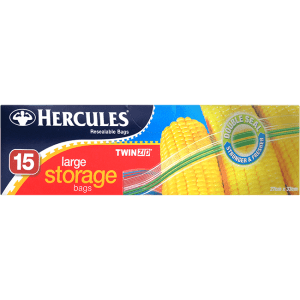 Hercules TwinZip Large Storage Bags 15pk