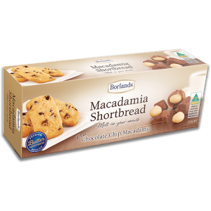 Borlands Choc Chip Macadamia Shortbr 125g