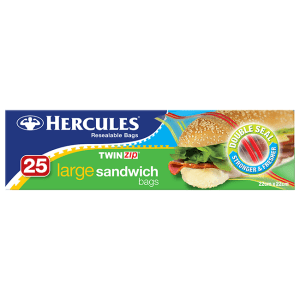 Hercules TwinZip Large Sandwich Bags 25pk