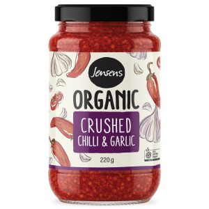 Jensens Organic Crushed Chilli & Garlic 220g