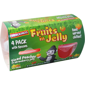 Snackinos Peaches in Strawberry Jelly 120g